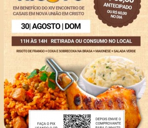 Imperdível: risoto do ECNUC neste domingo, dia 30. Reserve o seu!